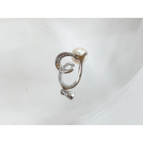 Heart Shaped Pearl Adorned Tiny Sterling Silver 925 Vintage Pendant | Charm - Picture 7 of 9